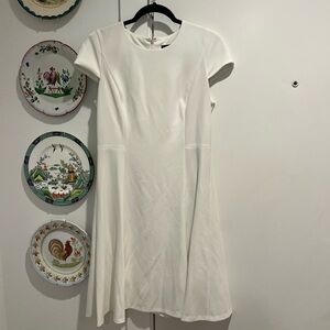 DKNY White Knee Length Dress White
